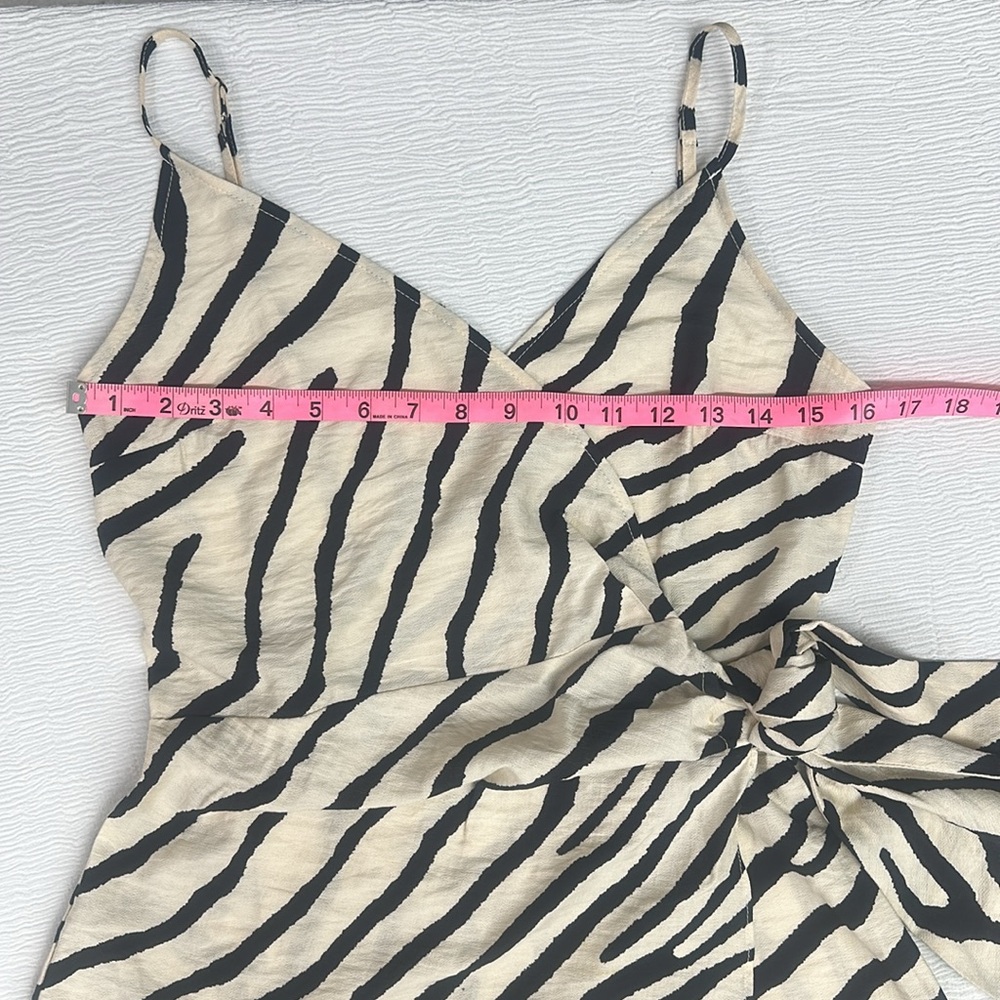 H&M Zebra Stipe Wrap Mini Sundress Vacation - Picture 6 of 9